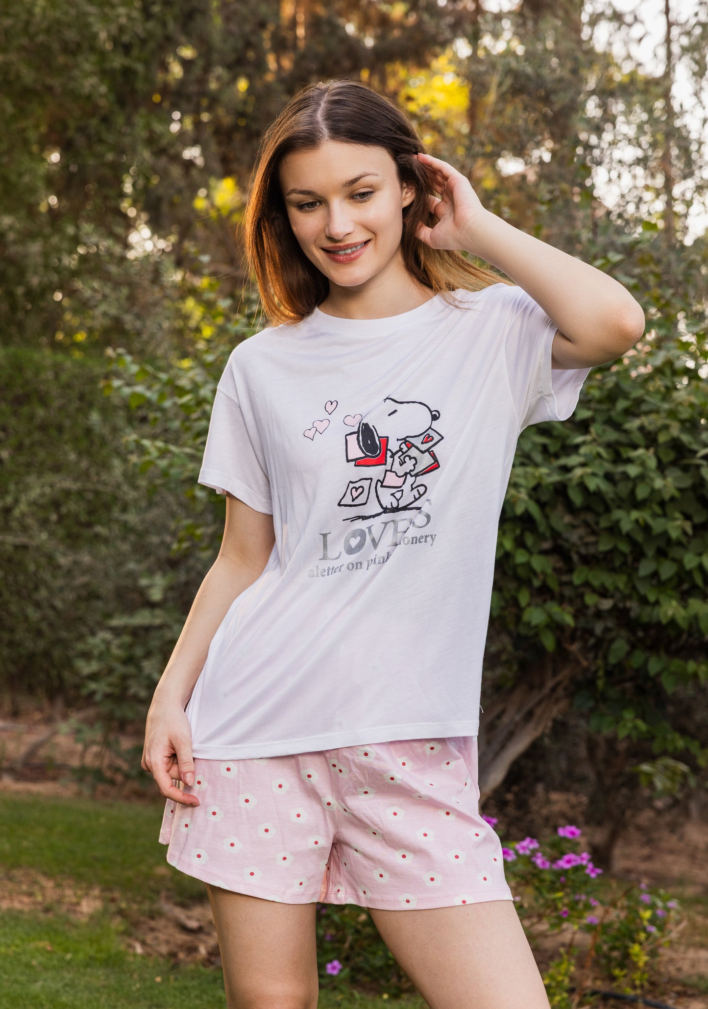 Rose print shorts top