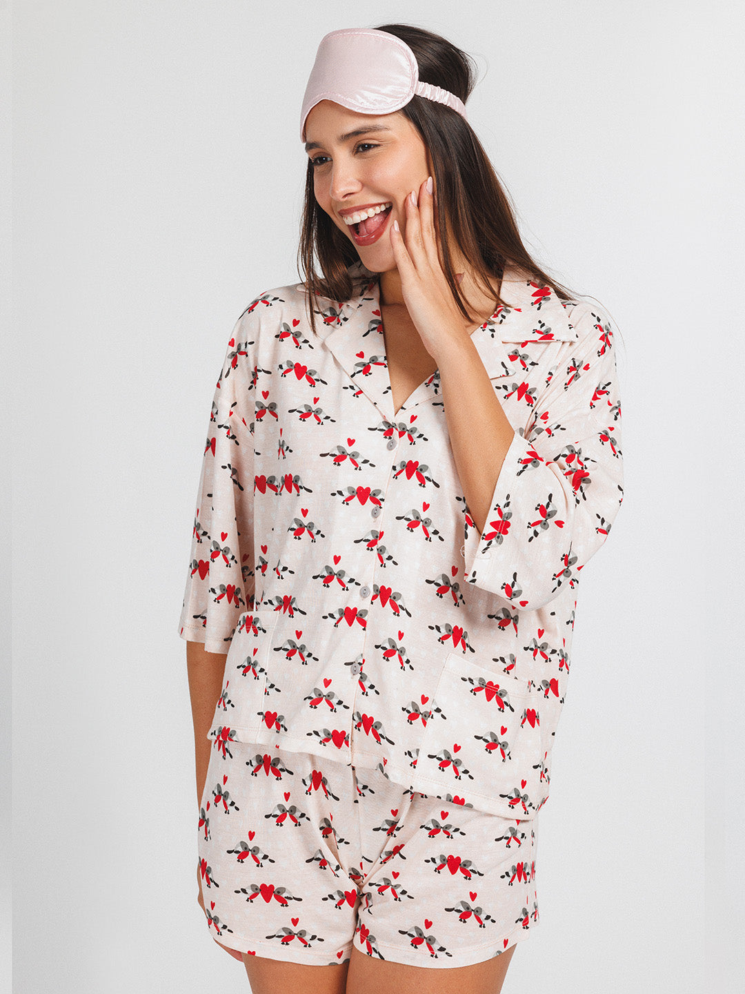 Classic 1/3-sleeve bird pajamas