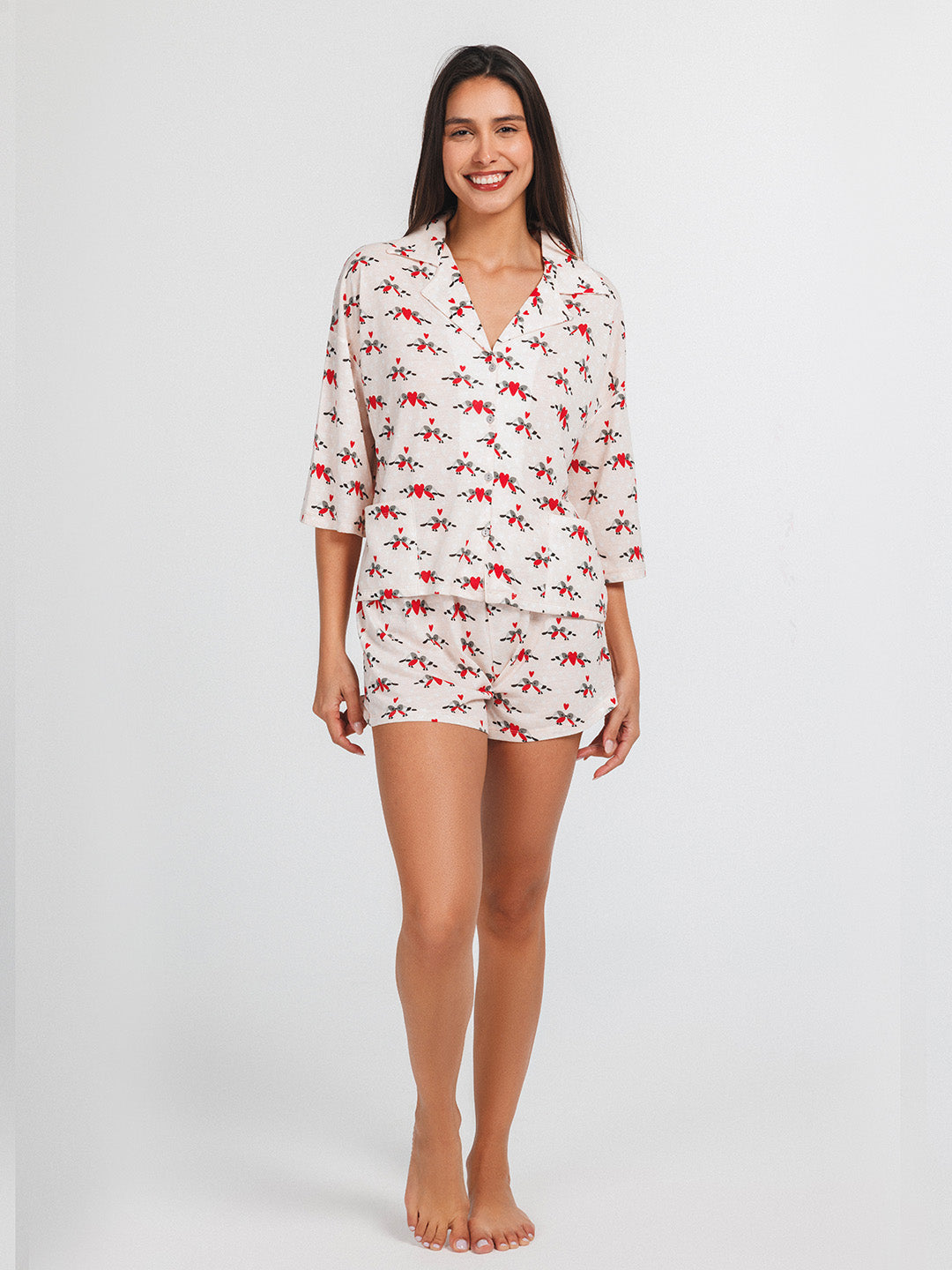 Classic 1/3-sleeve bird pajamas