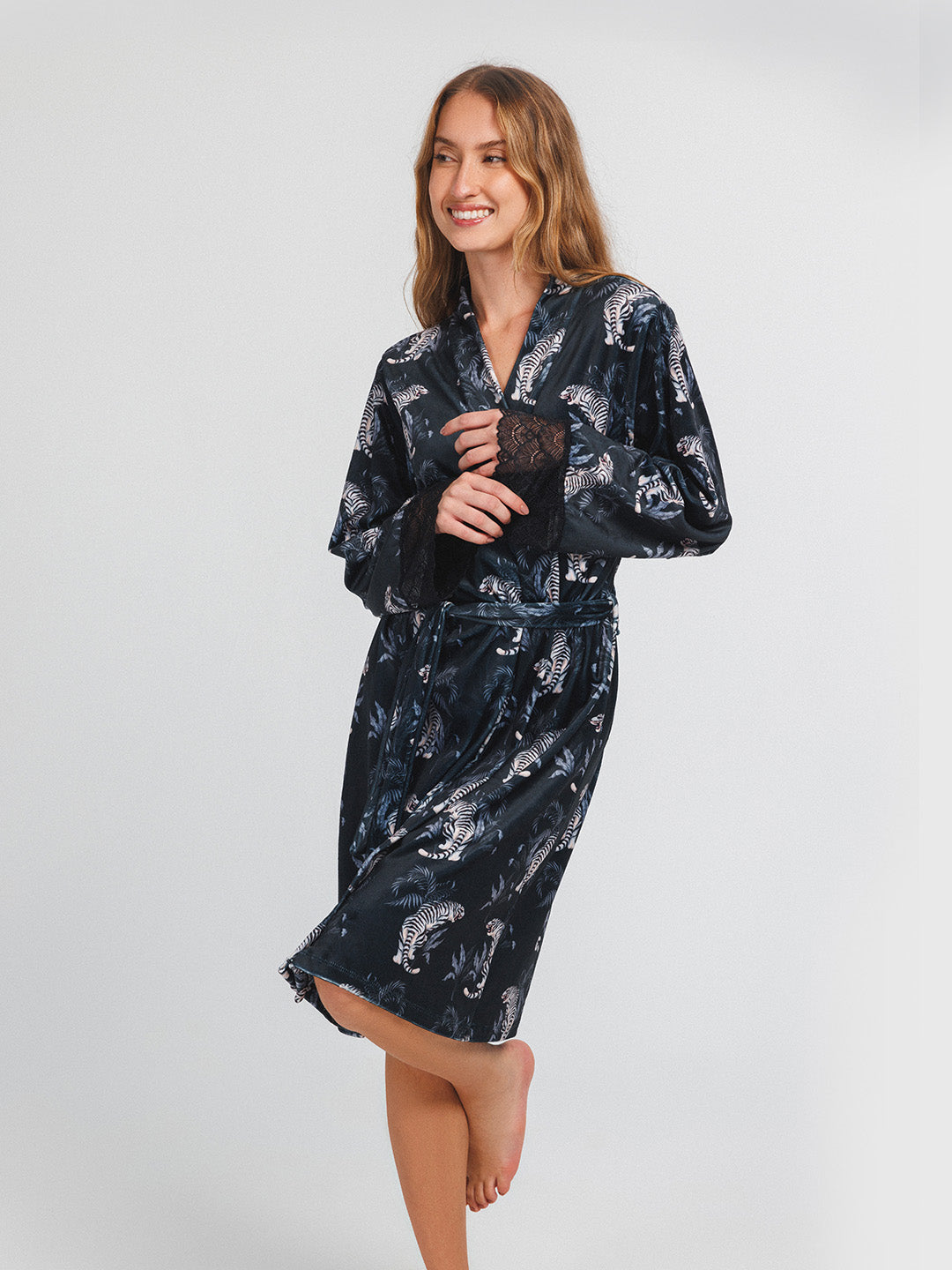 Black Tiger Shirt Robe