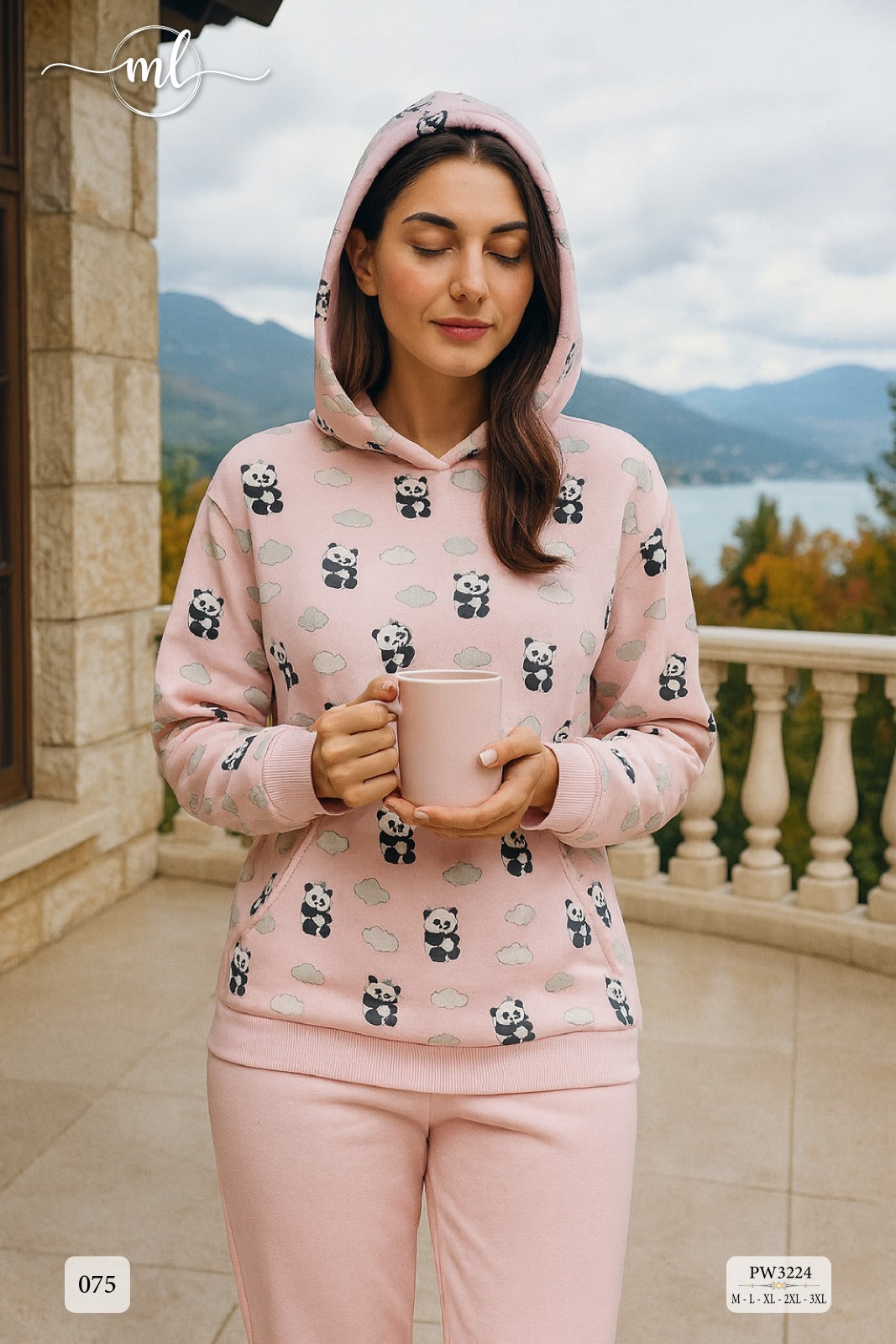 Melton top featuring a panda design