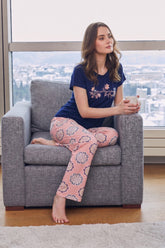 Navy pajama with 1/4 sleeve top