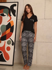 Black pajama with half-sleeve top