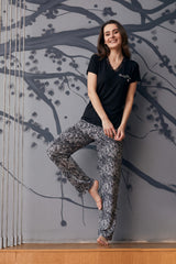 Black pajama with half-sleeve top