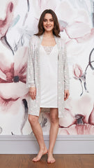 Grey short robe with heart lace