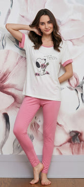 Off-white pajama set with printed top and pants