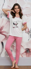Off-white pajama set with printed top and pants
