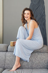 Cyan Chemise with 3/4 sleeves and lace details