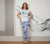 Off-white long sleeve pajama with printed details