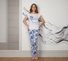 Off-white long sleeve pajama with printed details