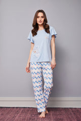 Cyan long sleeve pajama