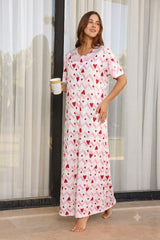 Kashmir long sleeve galabia with hearts print