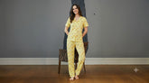 Yellow classic short sleeve pajama with sheep print