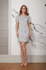 Grey classic night shirt with sheep print