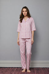 Rose classic short sleeve pajama with floral details