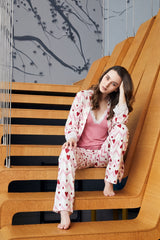 Kashmir 3-piece pajama set with zigzag pattern
