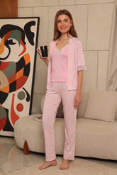 Rose 3-piece pajama set with floral details