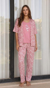Kashmir 3-piece pajama set with floral details