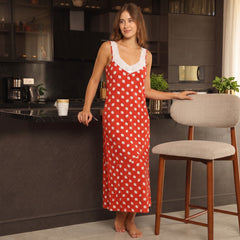 Red lace night shirt with faces print