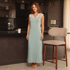 Teal plain cut-detail chemise