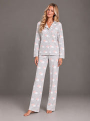 Grey winter Melton pajama with cloud pattern