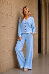 Cyan winter pajama with sheer buttons