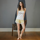 Off-white strappy short pajama with sheep print