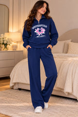 Navy Winter Melton Pajama with Superstar Print