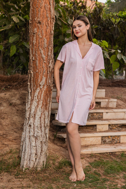 Printed top with shorts and drawstring pockets