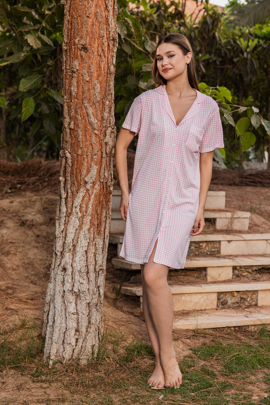 Printed top with shorts and drawstring pockets