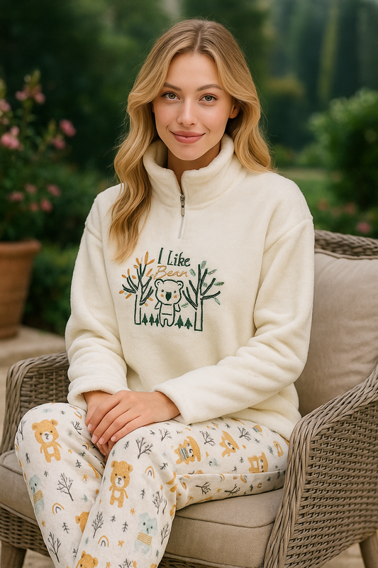 Heidi tree embroidery high neck top off white