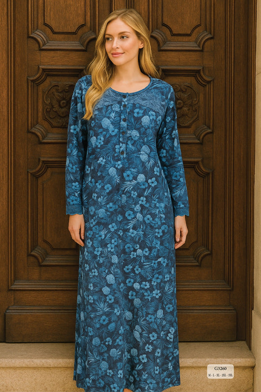 ✨ Floral Patterned Jalabiya – Elegant Roses on Chic Navy ✨