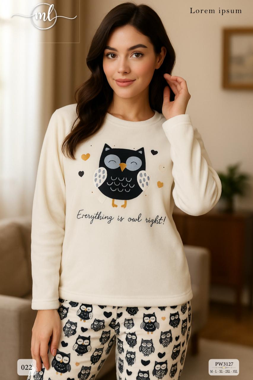 ✨ Off-White Owl Pajama Set