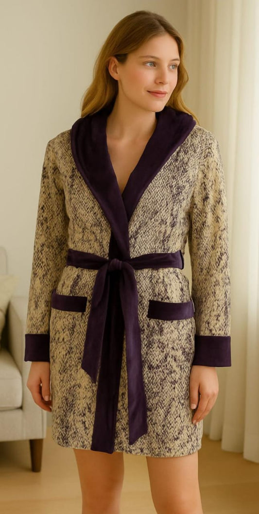 Short Snake-Print Robe & Shorts Set