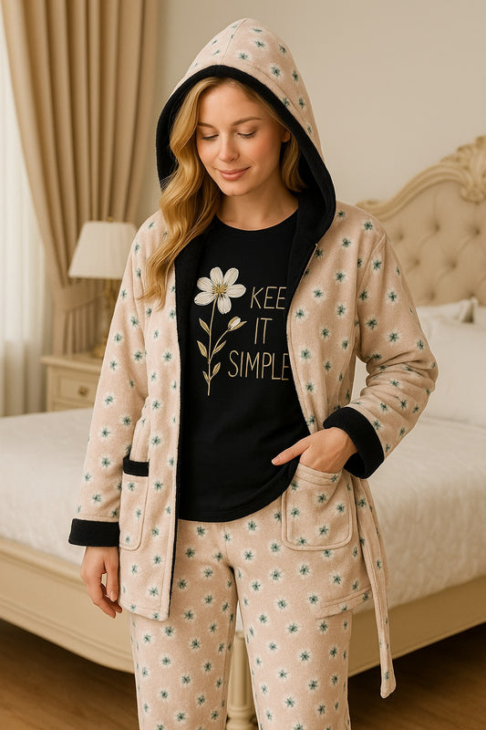 Three-Piece Pajama Set – Salmon Pink