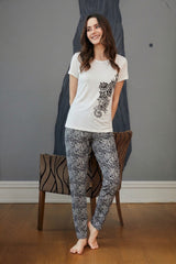 Off-white printed pajama with half long sleeves