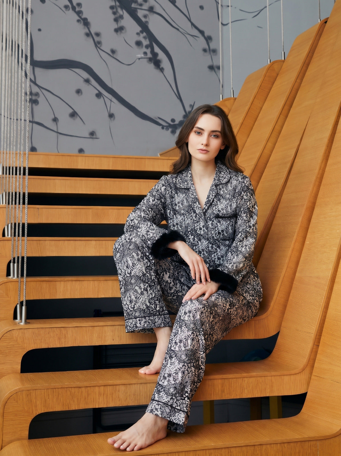 Classic black long-sleeve pajama