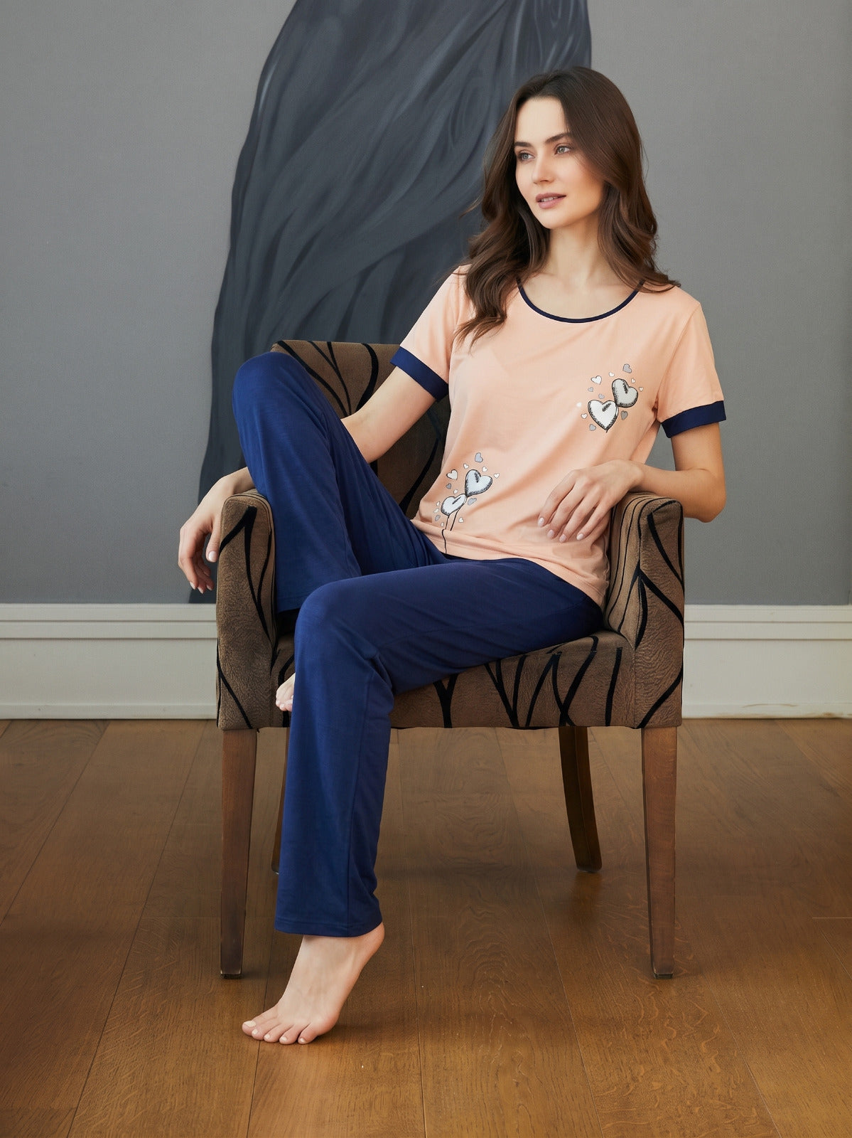 Simon pajama set with printed pants