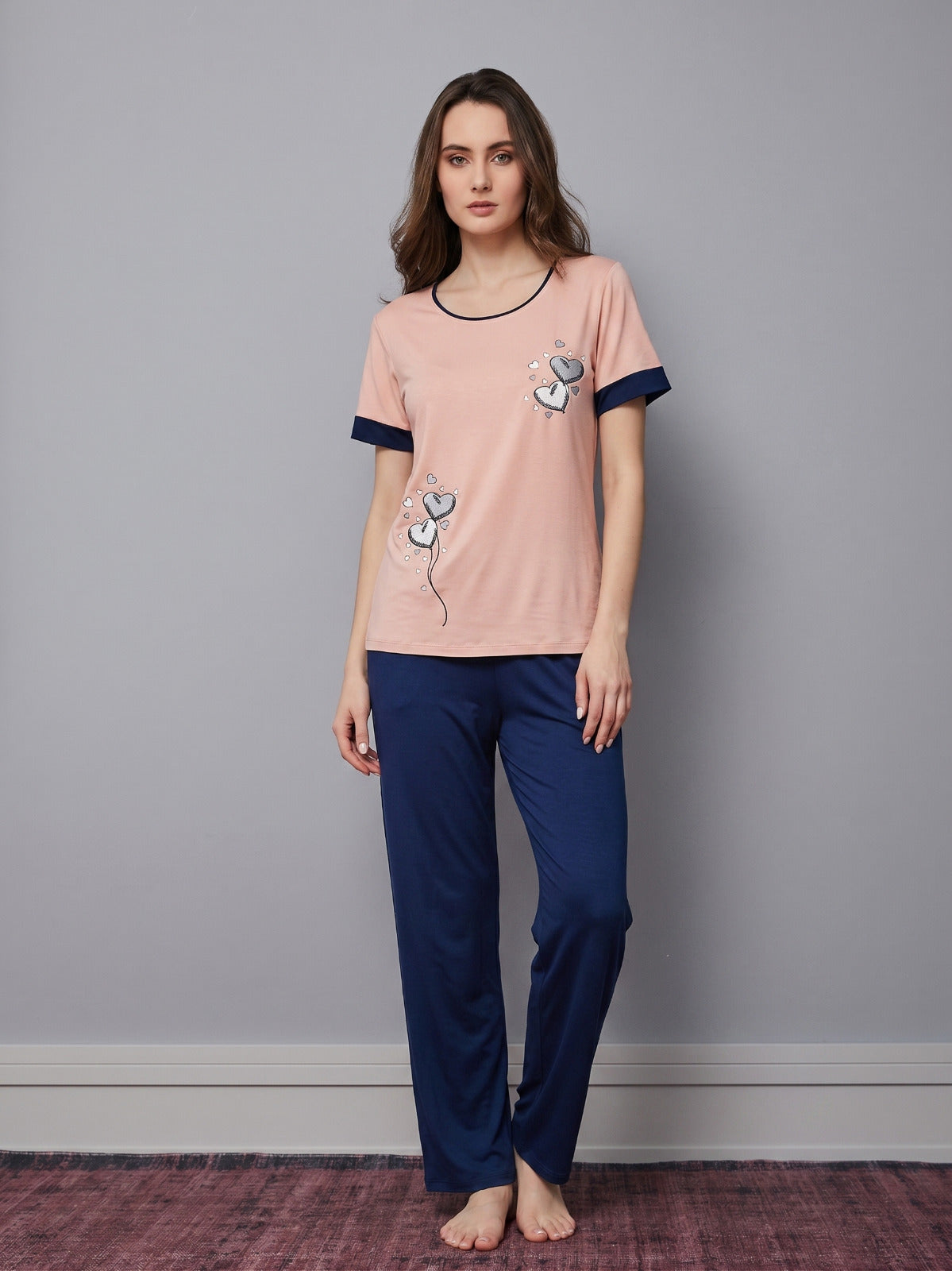 Simon pajama set with printed pants
