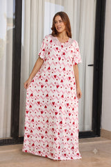 Kashmir long sleeve galabia with hearts print