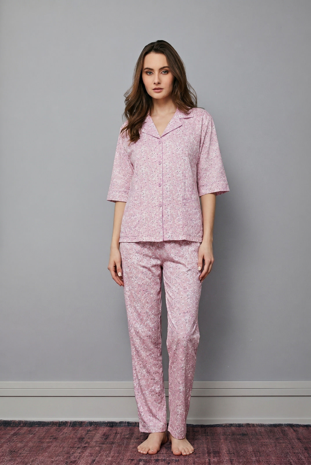 Rose classic short sleeve pajama with floral details