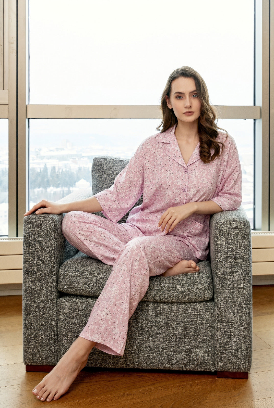 Rose classic short sleeve pajama with floral details