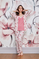 Kashmir 3-piece pajama set with zigzag pattern