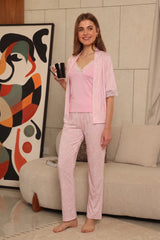 Rose 3-piece pajama set with floral details