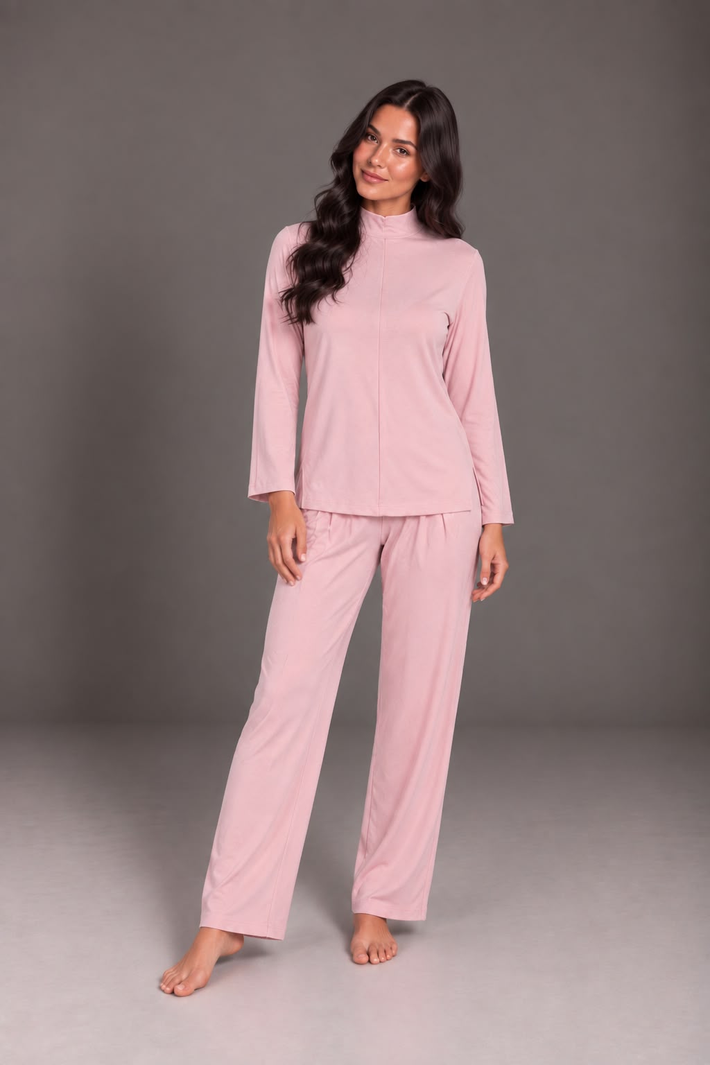 Rose winter  jacquard high-neck pajama