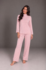 Rose winter  jacquard high-neck pajama