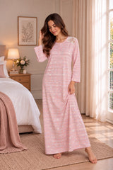 Rose winter gown with lace details & heart pattern