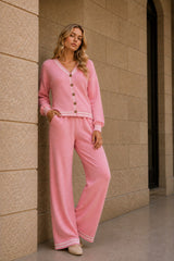 Rose winter pajama with sheer buttons