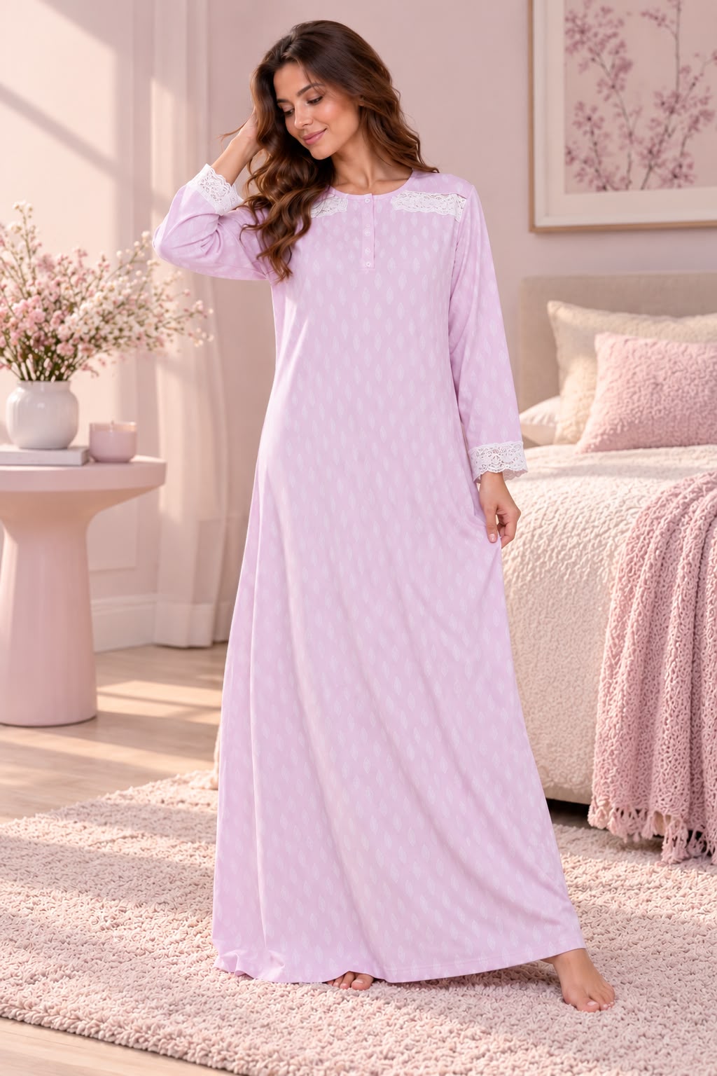 Rose Winter Jacquard Galabia
