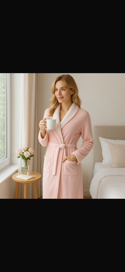 Short Phosphoric Jacquard Robe with Shawl Collar